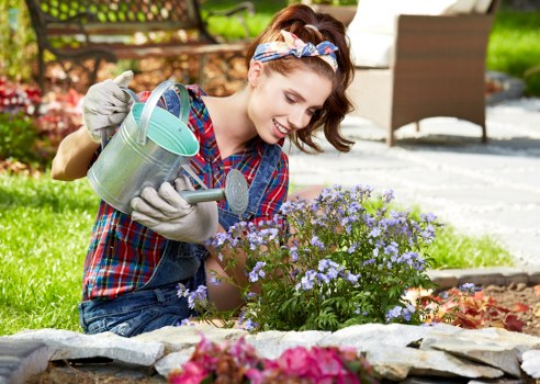 Staff wearing PPE during gardening work
