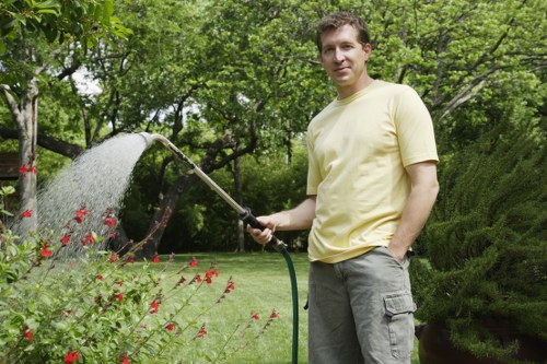 Lush plants and shrubs in Barbican landscape
